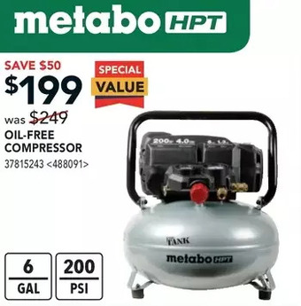 RONA Metabo hpt oil-free compressor offer