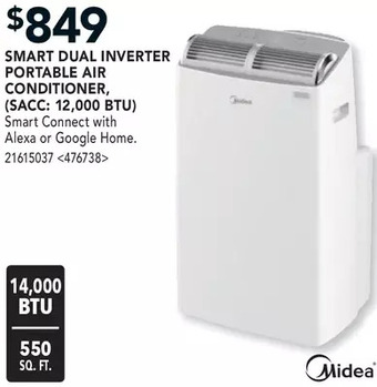 Lowe's Midea smart dual inverter portable air conditioner, (sacc: 12,000 btu) offer
