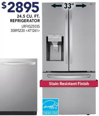 Lowe's Lg 24. cu. ft. refrigerator offer
