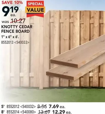 Lowe's Knotty cedar fence board offer