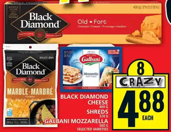 Food Basics Black diamond cheese | shreds | galbani mozzarella offer