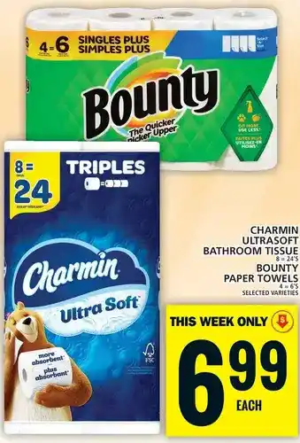 Food Basics Charmin ultrasoft bathroom tissue | bounty paper towels offer