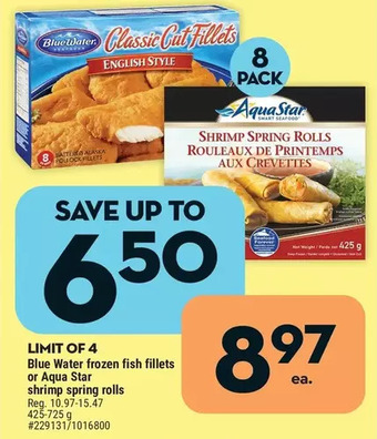 Giant Tiger Blue water frozen fish fillets offer