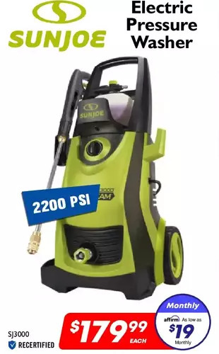 Factory Direct Sunjoe electric pressure washer offer