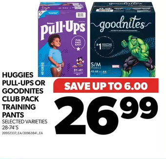 Real Canadian Superstore Huggies pull-ups or goodnites club pack training pants offer