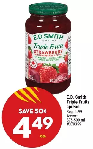Giant Tiger E.d. smith triple fruits spread offer