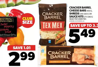 Real Canadian Superstore Cracker barrel cheese bars, shreds or sauce kits offer