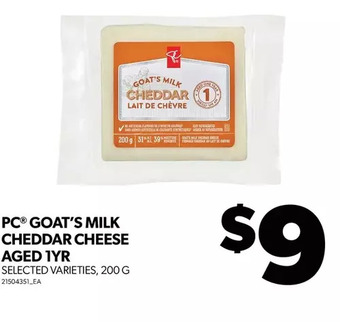 Real Canadian Superstore Pc goat's milk cheddar cheese aged 1yr offer