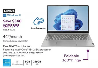 Staples Lenovo flex 5i 14 touch laptop offer