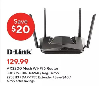 Staples D-link ax3200 mesh wi-fi router offer