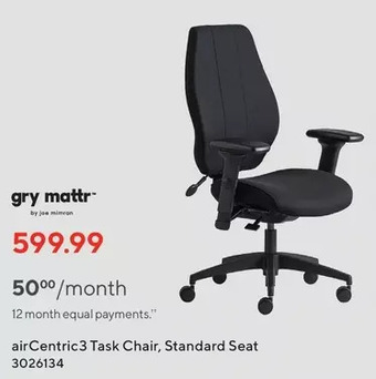 Staples Gry mattr aircentric3 task chair, standard seat offer