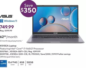 Staples Asus x515ea laptop offer
