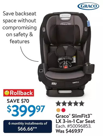 Walmart Graco slimfit3 lx 3-in-1 car seat offer