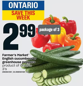 Independent Grocer Farmer's market english cucumbers or greenhouse peppers offer