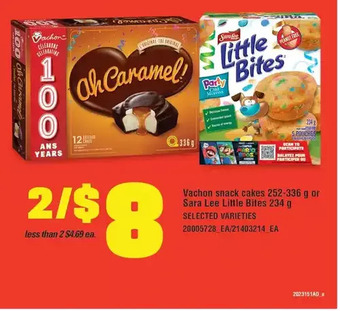 Loblaws Vachon snack cakes or sara lee little bites offer