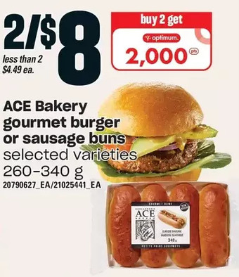 Loblaws Ace bakery gourmet burger or sausage buns offer