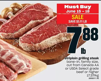Independent Grocer Striploin grilling steak offer