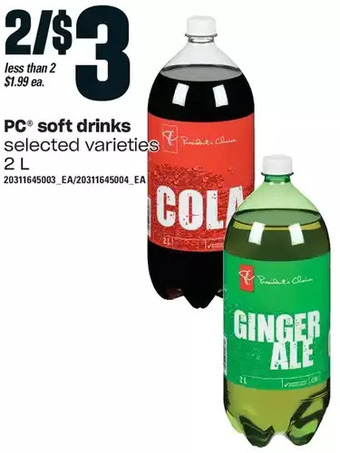 Loblaws Pc soft drinks offer
