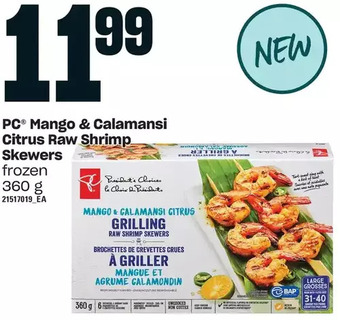 Loblaws Pc mango & calamansi citrus raw shrimp skewers offer