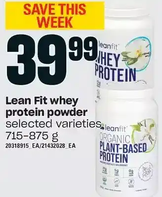 Loblaws Lean fit whey protein powder offer