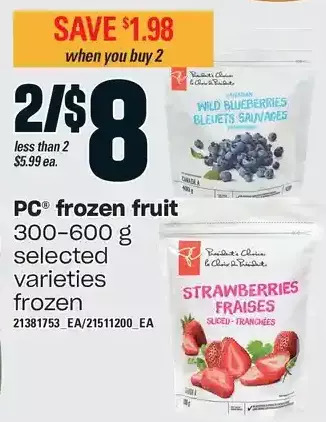 Loblaws Pc frozen fruit offer
