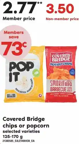 Loblaws Covered bridge chips or popcorn offer