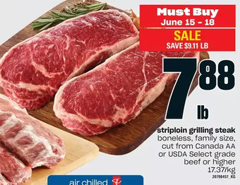 Loblaws Striploin grilling steak offer