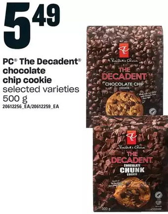 Loblaws Pc the decadent chocolate chip cookie offer