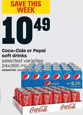 Loblaws Coca-cola or pepsi soft drinks offer