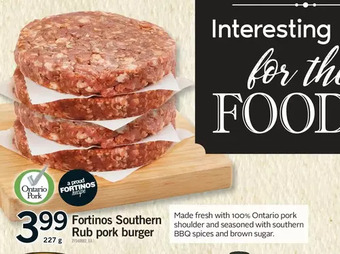 Fortinos Fortinos southern rub pork burger offer