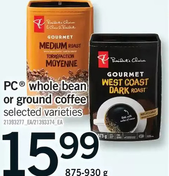 Fortinos Pc whole bean or ground coffee offer