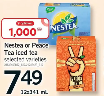 Fortinos Nestea or peace tea iced tea offer