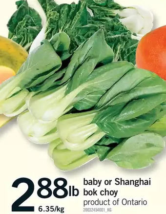 Fortinos Baby or shanghai bok choy offer