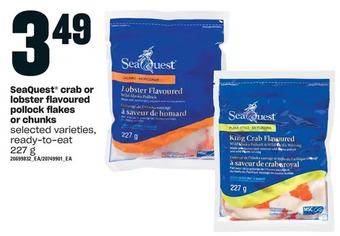 Loblaws Seaquest crab or lobster flavoured pollock flakes or chunks offer