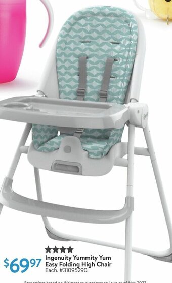 Walmart Ingenuity Yummity Yum Easy Folding High Chair offer