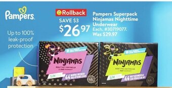 Walmart Pampers Superpack Ninjamas Nighttime Underwear offer