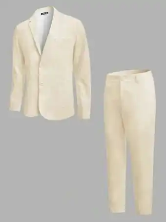 SheIn Shein men solid blazer & straight leg pants set offer