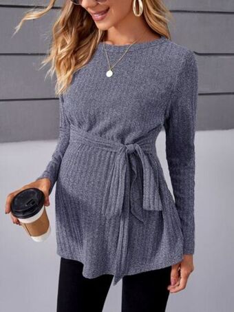 SheIn Shein maternity ribbed knit knot front tee offer