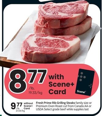 Sobeys Fresh Prime Rib Grilling Steaks offer