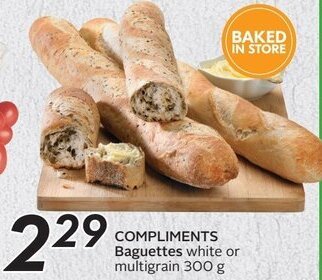 Sobeys COMPLIMENTS Baguettes white or multigrain 300 g offer