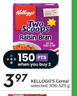 Sobeys KELLOGG'S Cereal selected 306-525 g offer