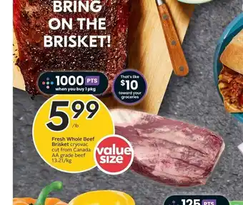 Sobeys Fresh whole beef brisket 1lb offer