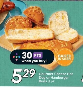 Sobeys Gourmet Cheese Hot Dog or Hamburger Buns 8 pk offer