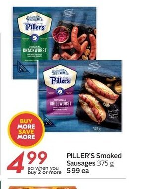 Sobeys PILLER'S Smoked Sausages 375 g offer
