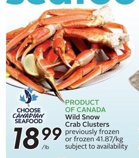 Sobeys Wild Snow Crab Clusters offer