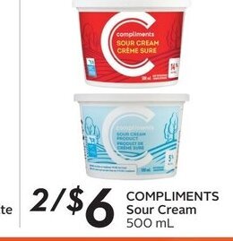 Sobeys COMPLIMENTS Sour Cream 500 mL offer