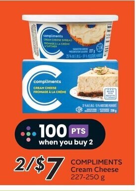 Sobeys COMPLIMENTS Cream Cheese 227-250 g offer