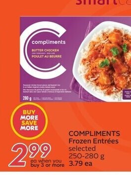Sobeys COMPLIMENTS Frozen Entrées selected 250-280 g offer