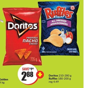 FreshCo Doritos 210-280 g Ruffles 180-200 g offer
