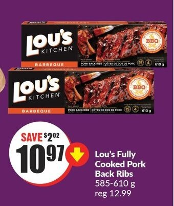 FreshCo Lou's Fully Cooked Pork Back Ribs 585-610 g offer